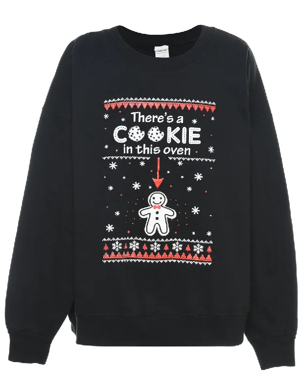 Festive Season Christmas Sweatshirt - XL Hoodie with High Neck Warm Protective