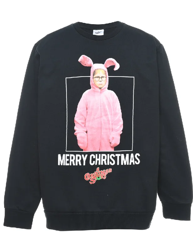 Festive Season Christmas Sweatshirt - XL Hoodie with Exposed Zipper Edgy Industrial