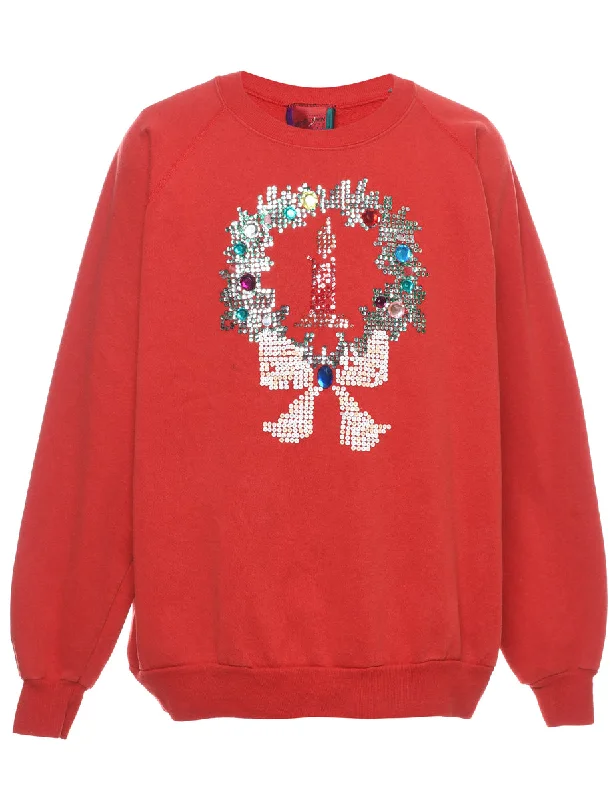 Festive Season Christmas Sweatshirt - XL Hoodie with Elastic Waist Stretchable Comfortable