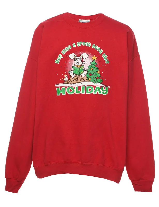 Festive Season Christmas Sweatshirt - XL Hoodie with Hem Ribbing Snug Secure