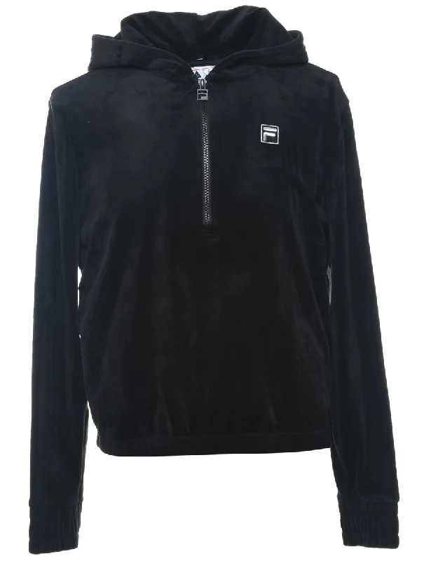 Fila Hooded Y2K Velour Sweatshirt - S Hoodie with Reflective Safety Nightwear