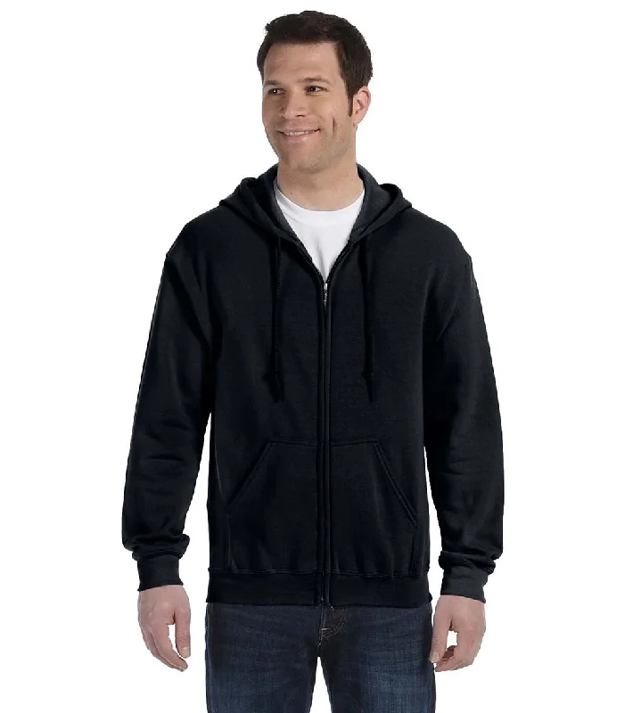 Gildan Unisex Heavy Blend Full-Zip Hooded Sweatshirt Black Hoodie with Hem Contrast Bold Stylish