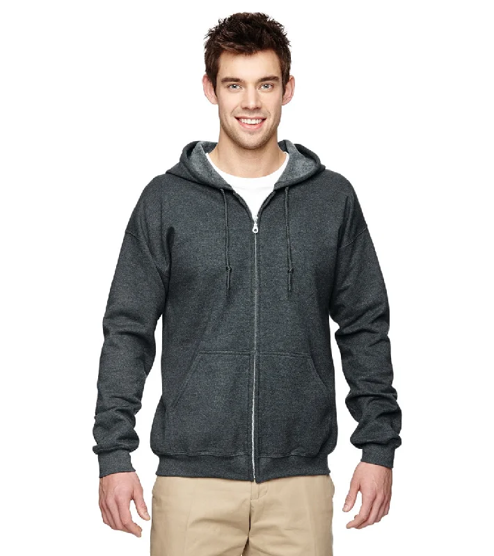 Gildan Unisex Heavy Blend Full-Zip Hooded Sweatshirt Dark Heather Grey Hoodie with Pocket Utility Practical