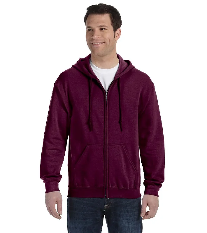 Gildan Unisex Heavy Blend Full-Zip Hooded Sweatshirt Maroon Hooded Sweatshirt Casual Wear Street Style