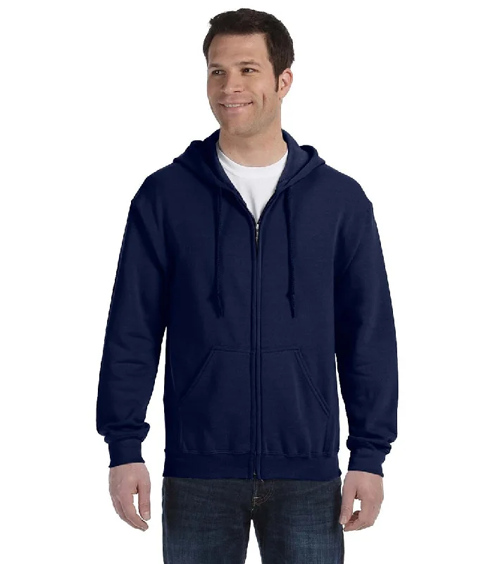 Gildan Unisex Heavy Blend Full-Zip Hooded Sweatshirt Navy Hoodie with Embroidery Detailed Premium