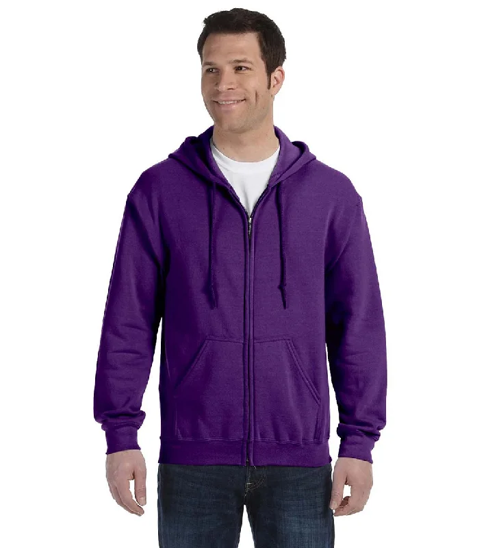 Gildan Unisex Heavy Blend Full-Zip Hooded Sweatshirt Purple Hoodie with Thumb Holes Functional Cozy