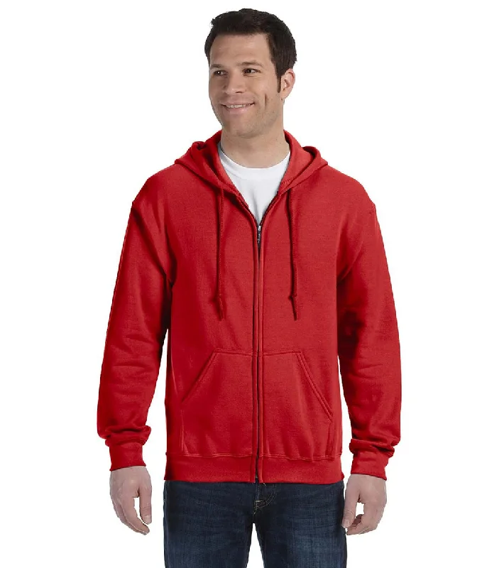 Gildan Unisex Heavy Blend Full-Zip Hooded Sweatshirt Red Hoodie with Button Classic Timeless