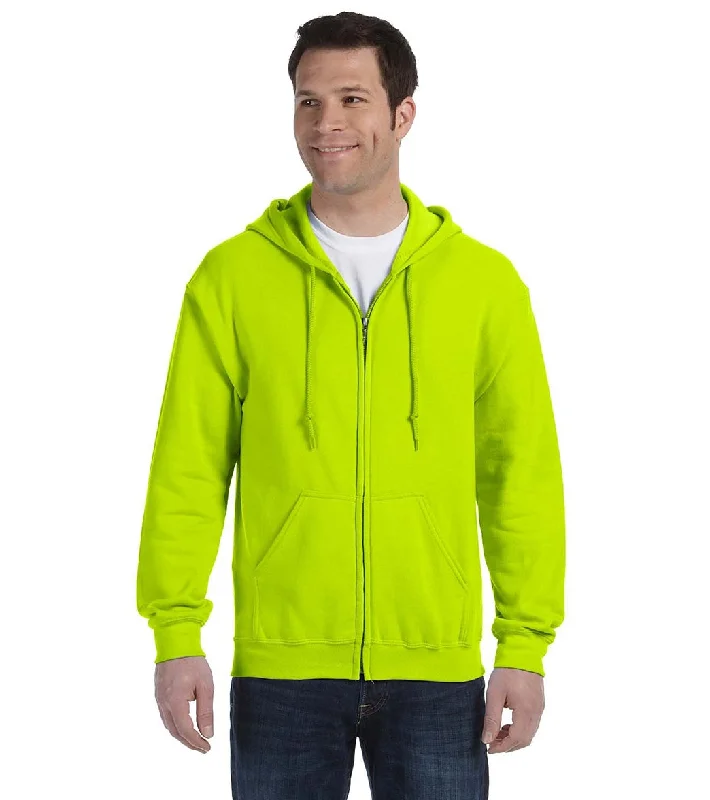 Gildan Unisex Heavy Blend Full-Zip Hooded Sweatshirt Safety Green Hoodie Crop Top Short Trendy