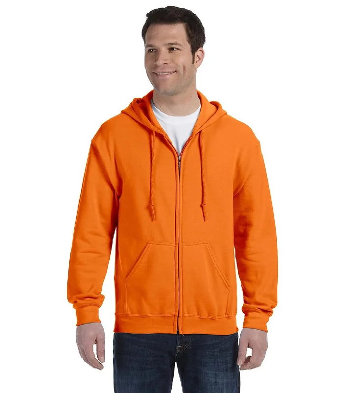 Gildan Unisex Heavy Blend Full-Zip Hooded Sweatshirt Safety Orange Hoodie with Ribbed Cuffs Snug Fit Comfort