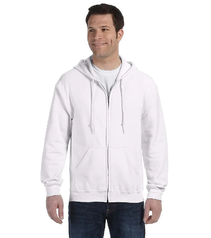 Gildan Unisex Heavy Blend Full-Zip Hooded Sweatshirt White Hoodie with Lining Warm Insulated