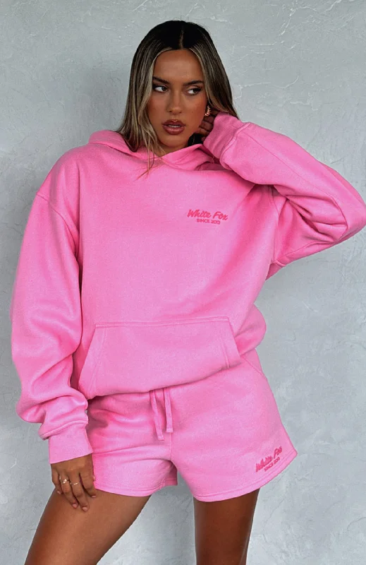 Leisure Edition Oversized Hoodie Pink Hoodie with Velcro Closure Adjustable Secure