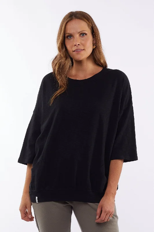 Mazie Sweatshirt - Black Hoodie with Rhinestones Sparkly Elegant