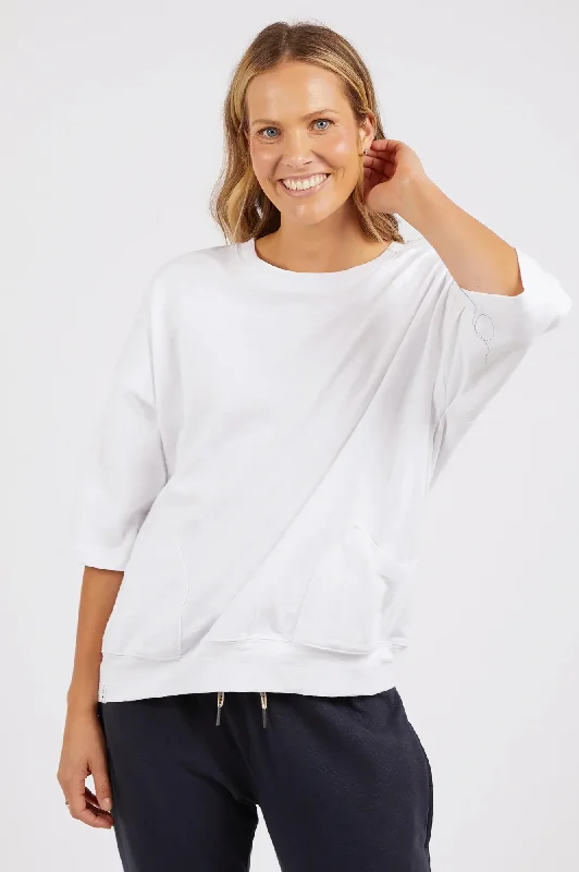 Mazie Sweatshirt - White Hoodie with Lace Feminine Delicate