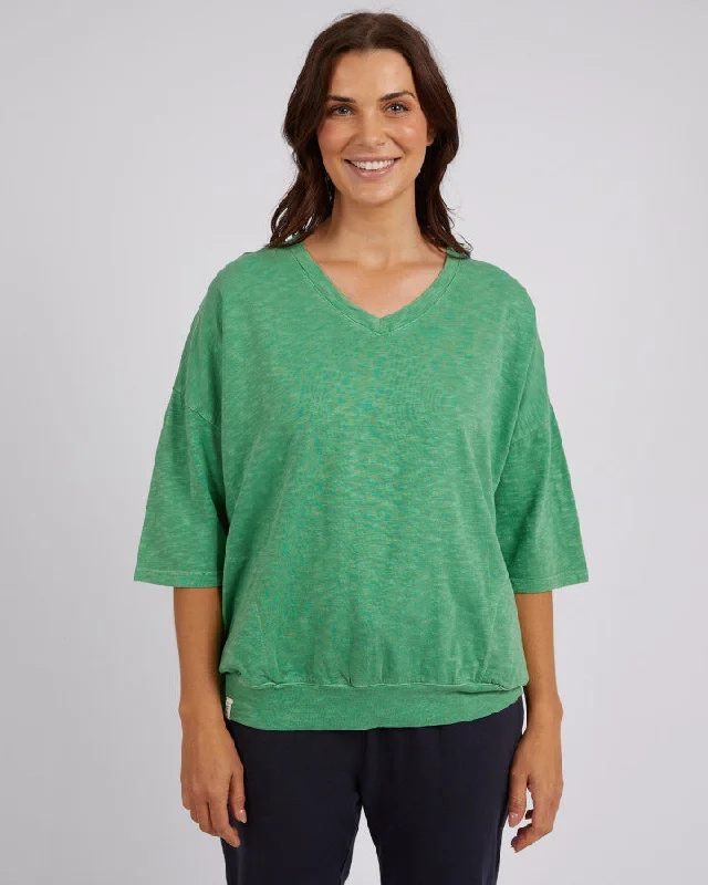 Mazie Vee Neck Sweatshirt - Green Briar Hoodie with Illustration Artistic Creative