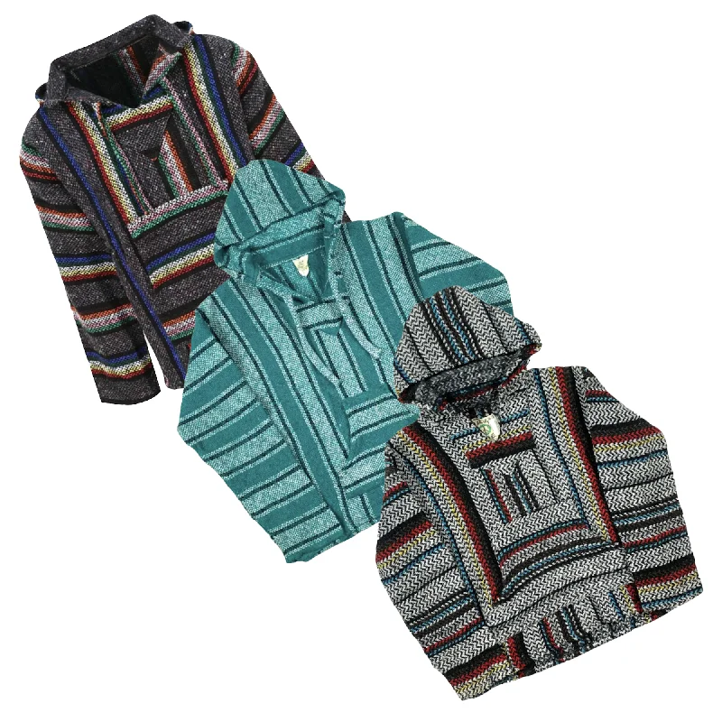50x MEXICAN BAJA HOODIES Hoodie with Button Placket Classic Preppy
