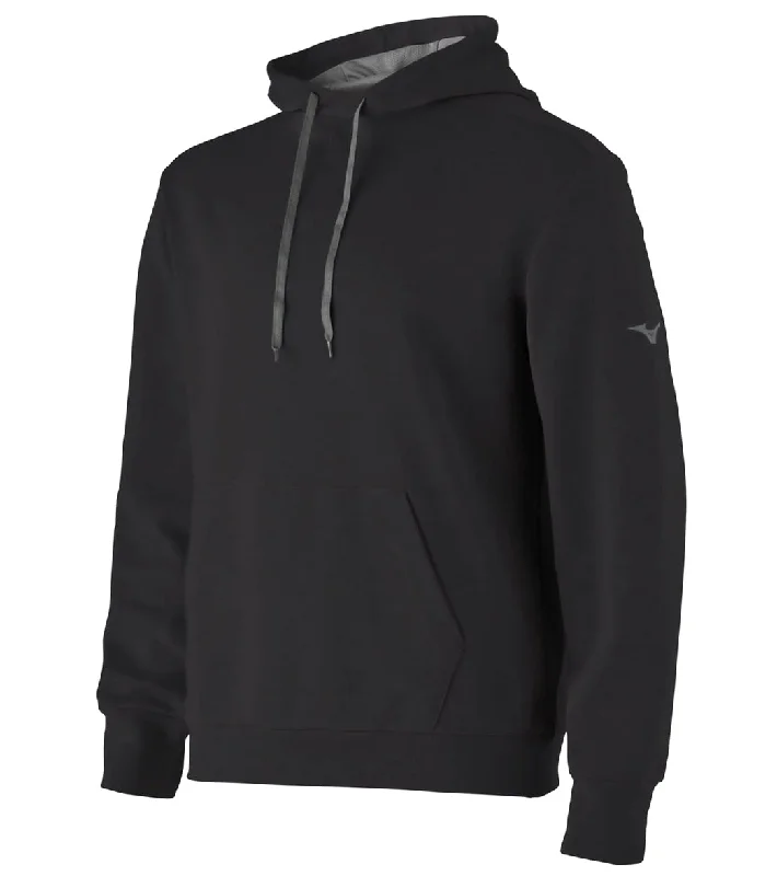 Mizuno Unisex Challenger Hoodie Black Hoodie with Hem Drawcord Adjustable Customizable