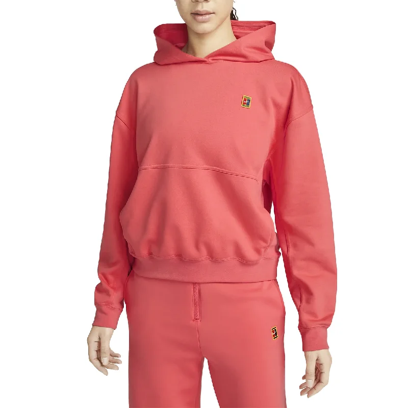 Nike Court Fleece Heritage Hoodie (Women's) - Sea Coral Hoodie with Ribbed Neckline Snug Warm