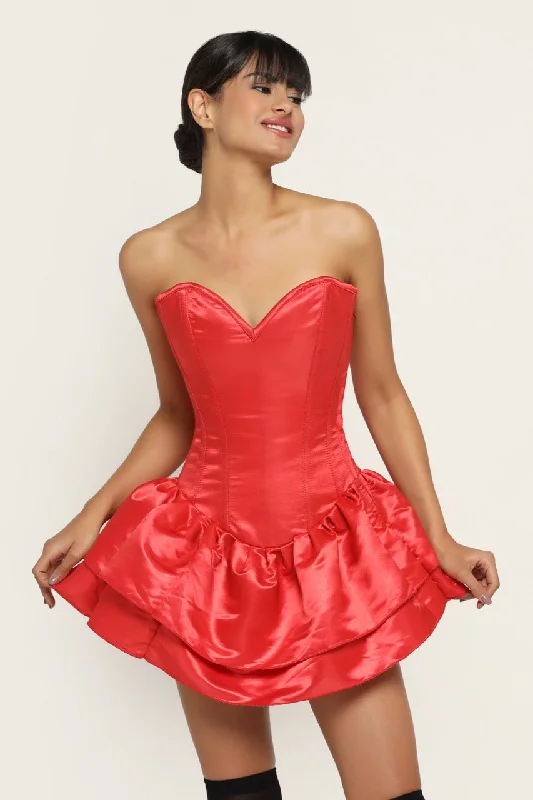 Red Heart Corset Mini Dress Comfortable Off-Shoulder Mini Dress