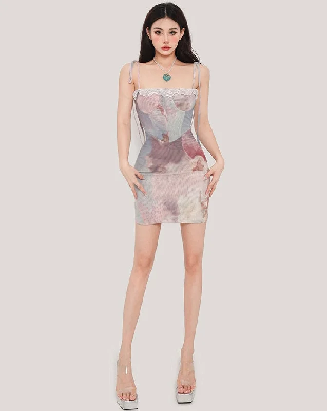 Renaissance Pastel Color Spaghetti Strap Slim Corset Mini Dress Fashionable Summer Mini Dress