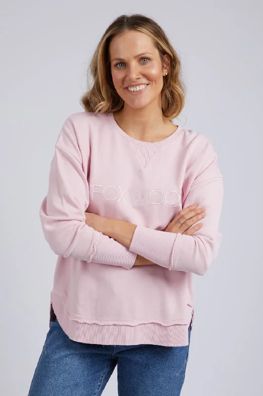 Simplified Sweatshirt - Blossom Pink Hoodie with Pattern Geometric Abstract
