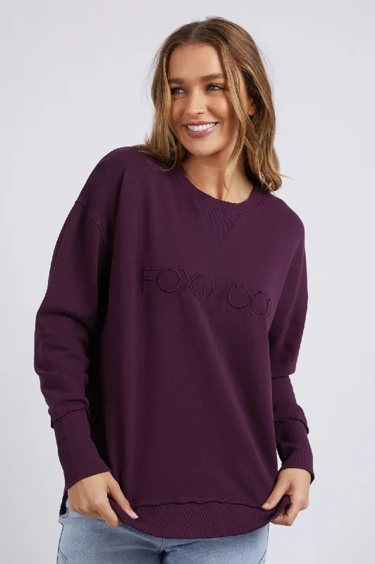 Simplified Sweatshirt - Plum Hoodie with Drawcord Adjustable Secure