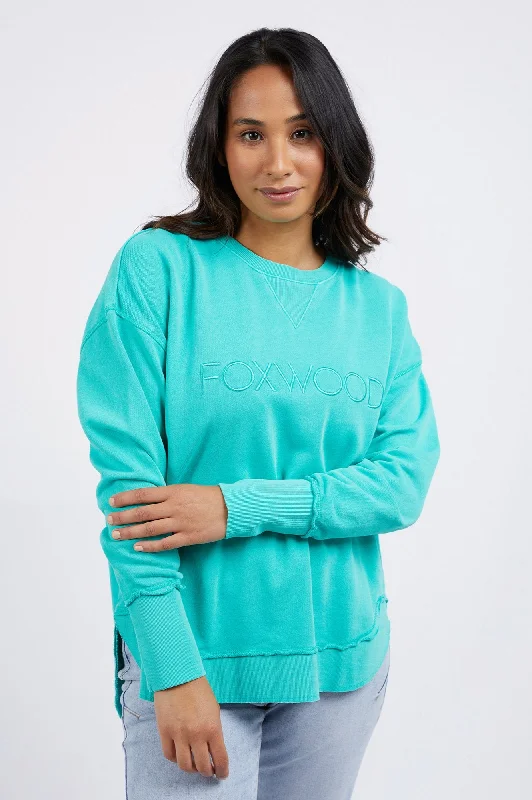 Simplified Sweatshirt - Teal Hoodie with Tie-Dye Psychedelic Retro