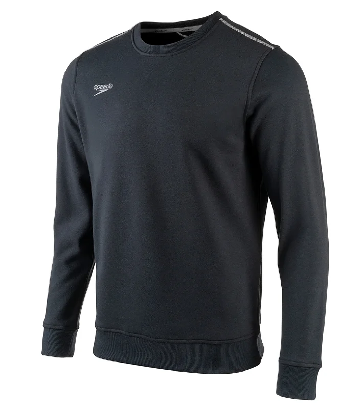 Speedo Unisex Fleece Crewneck Sweatshirt Speedo Black Hoodie with Mock Neck Collared Structured