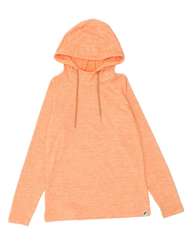 TRESPASS Womens Hooded Top Long Sleeve UK 6 XS Orange Flecked Polyester Hoodie with Hem Raw Edge Edgy Unfinished