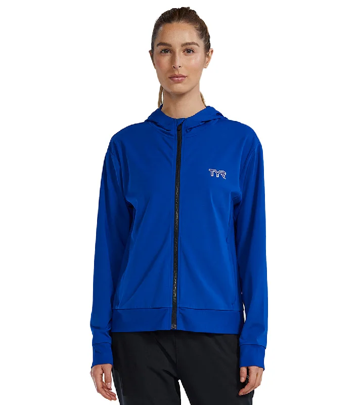 TYR Women's Tech Full Zip Hoodie Royal Hoodie with Ribbed Neckline Snug Warm