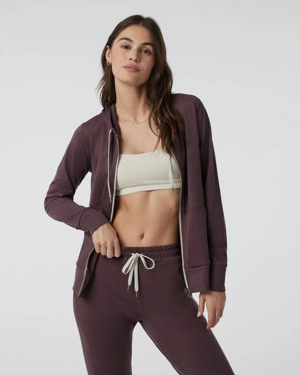 Women's Halo Performance Hoodie 2.0 - Elderberry Heather Hoodie with Mock Neck Collared Structured