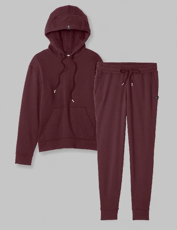 Women's French Terry Hoodie & Jogger Set Hoodie with Front Slit Layering Stylish