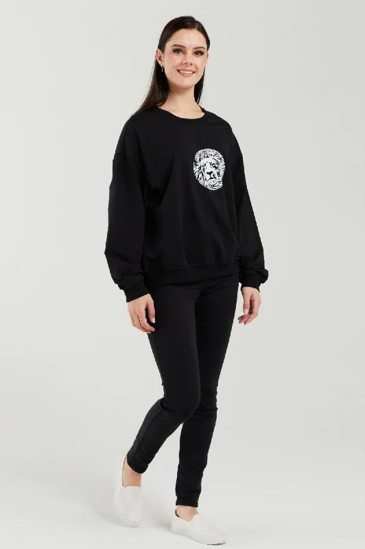 Livia Sweatshirt - Black  $50 Hoodie with Hem Elastic Stretchable Comfortable