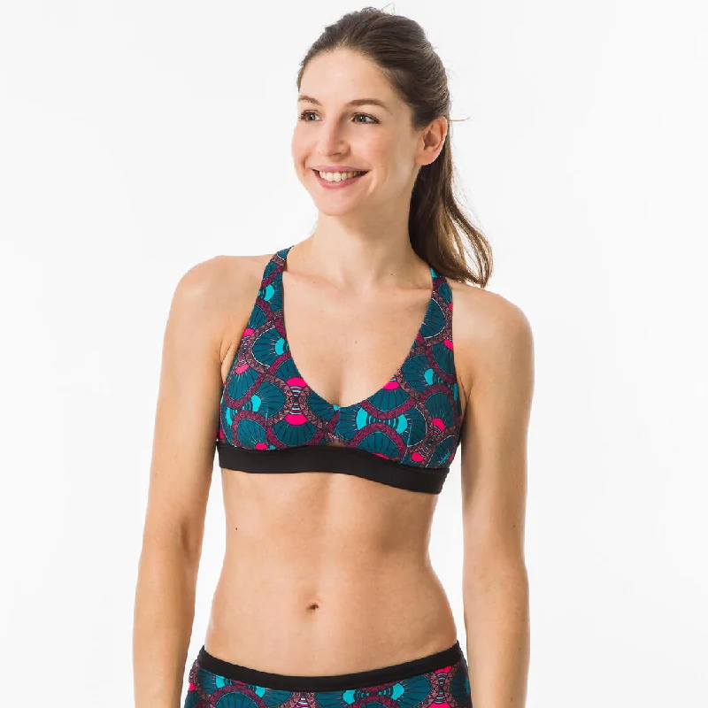 AGATHA SUPAI ZENITH Women's surf swimsuit crop top with adjustable back. Tropical Print Bikini AGATHA SUPAI ZENITH Women's surf swimsuit crop top with adjustable back. Tropical Print Bikini