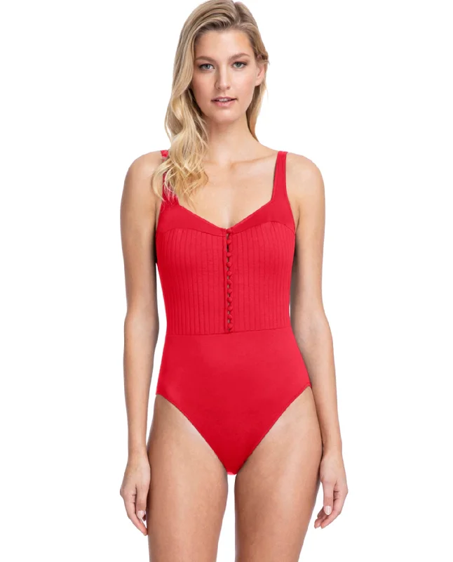 Full Coverage Gottex Collection Bardot Square Neck High Back One Piece Swimsuit Classic Two-Piece Bikini
