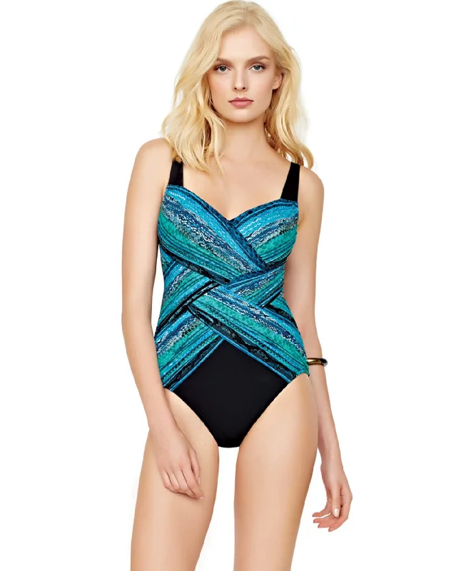 Full Coverage Gottex Snake Charmer Square Neck High Back One Piece Swimsuit Two-Piece Beachwear Full Coverage Gottex Snake Charmer Square Neck High Back One Piece Swimsuit Two-Piece Beachwear