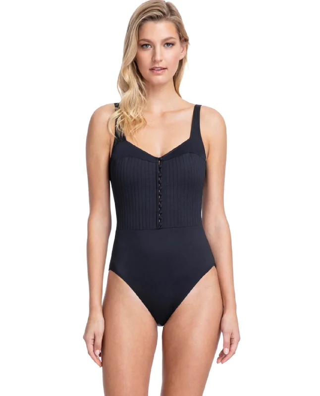 Gottex Collection Bardot Square Neck One Piece Swimsuit Adjustable Swim Top