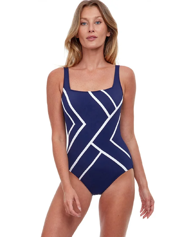 Gottex Essentials Mirage Full Coverage Square Neck One Piece Swimsuit Comfortable Tankini Set