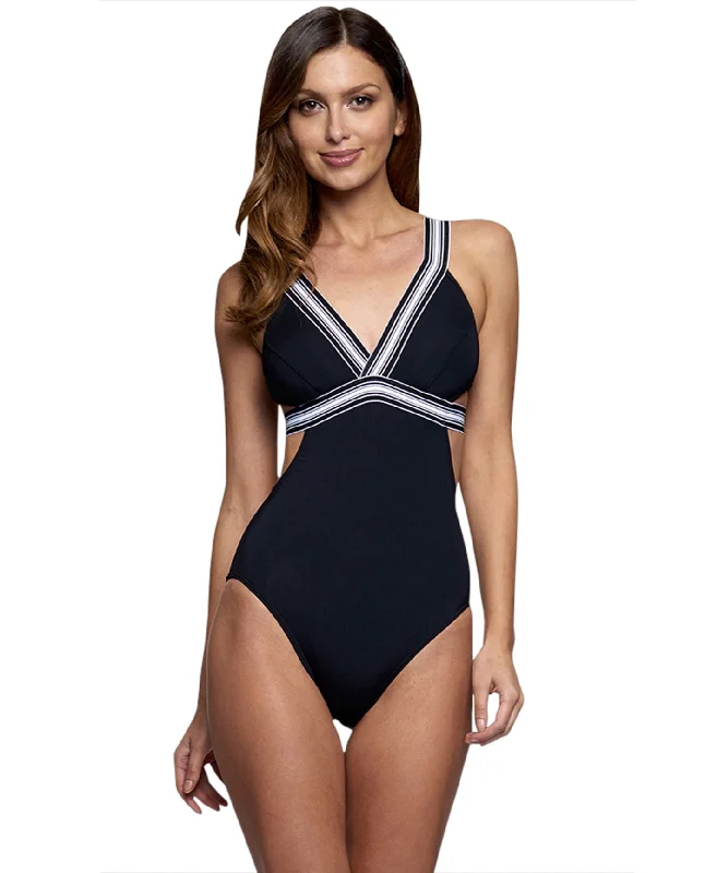 Jets Australia Optima Banded Cut Out One Piece Swimsuit Shiny One-Piece Swimsuit