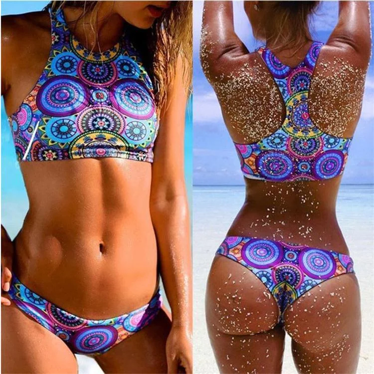 New Low Waist Triangle Bikinis High Neck Brazilian Swimwear Swimsuit Swimsuit Bikini Set Brazilian Beachwear Biquini High-Cut One-Piece