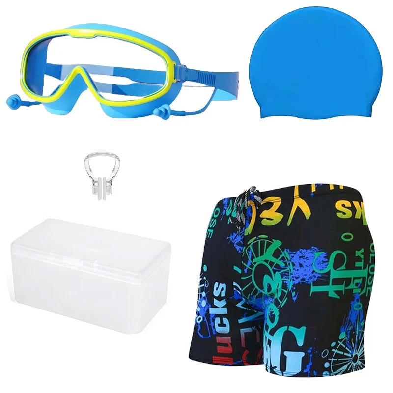 Fancydresswale swimming trunk, cap, goggles, nose clip with box- Professional swimming Combo Shiny One-Piece Swimsuit