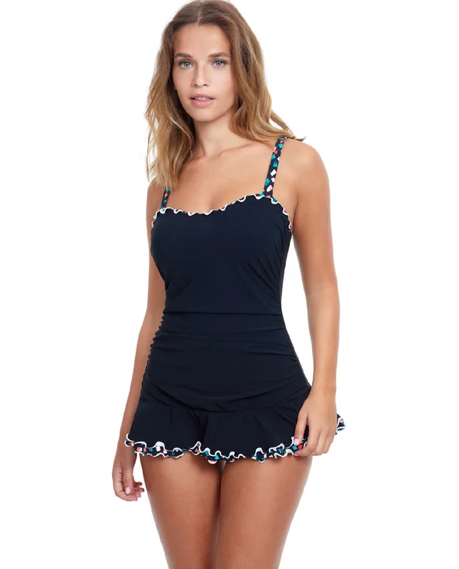 Profile By Gottex Gin Fizz Black D-Cup Underwire Swimdress Classic Two-Piece Bikini