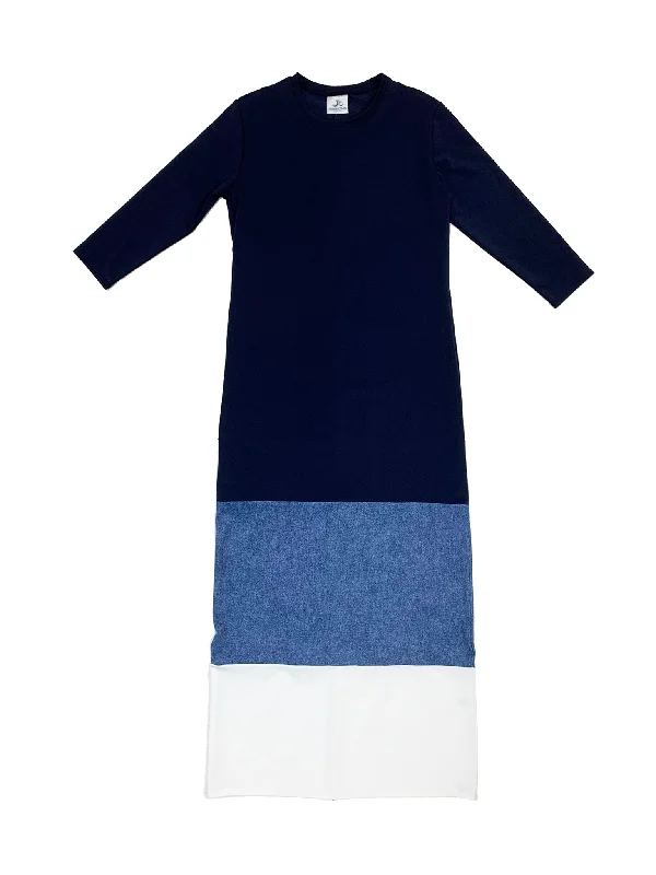 Colorblock Maxi Swim Dress High-Waisted Swim Bottoms