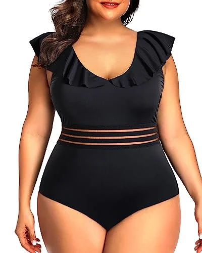 Ruffled Plus Size Vintage One Piece Swimsuits Floral Bikini Top