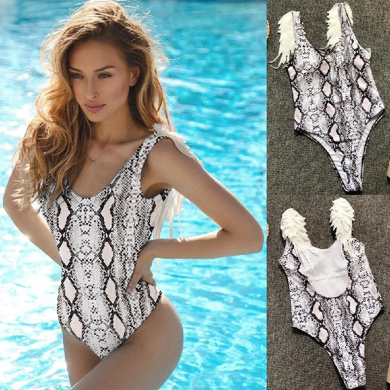 Solid Color Swimwear Women Swimsuit Bodysuit High-Cut One-Piece