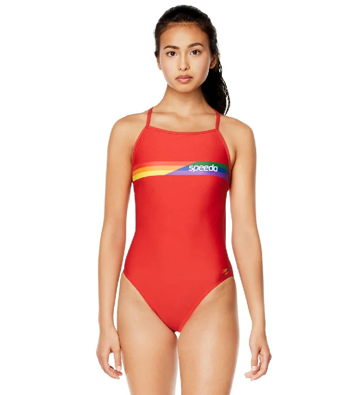 Speedo Pride Women's Graphic One Back One Piece Swimsuit Bittersweet Sexy Two-Piece Set