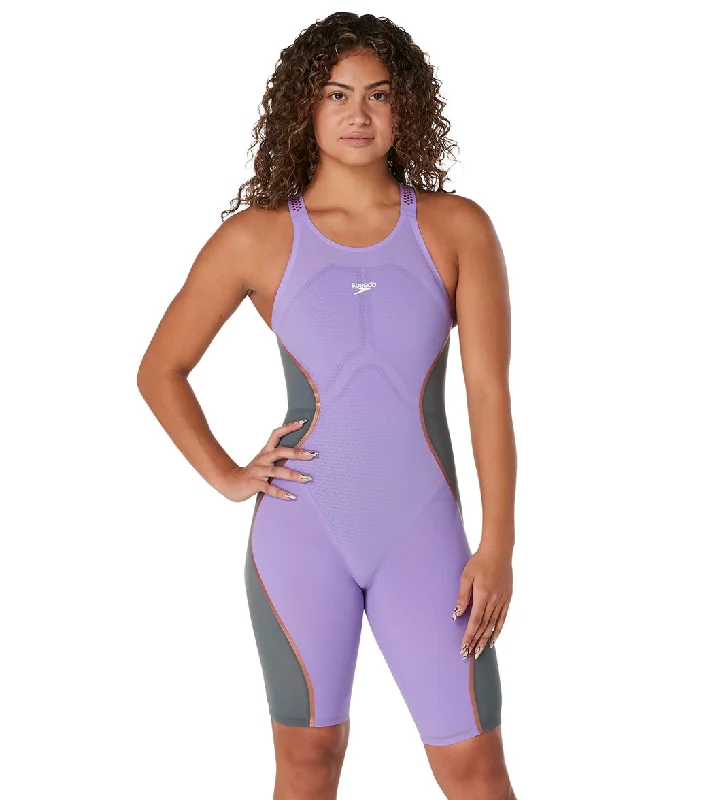 Speedo Women's Fastskin LZR Pure Intent Open Back Kneeskin Tech Suit Swimsuit Purple Reign Tropical Print One-Piece Speedo Women's Fastskin LZR Pure Intent Open Back Kneeskin Tech Suit Swimsuit Purple Reign Tropical Print One-Piece