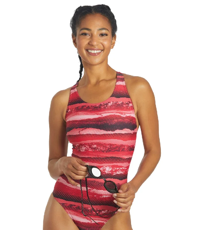 Sporti Deep Wide Strap One Piece Swimsuit (22-40) Red Vibrant Bikini Design