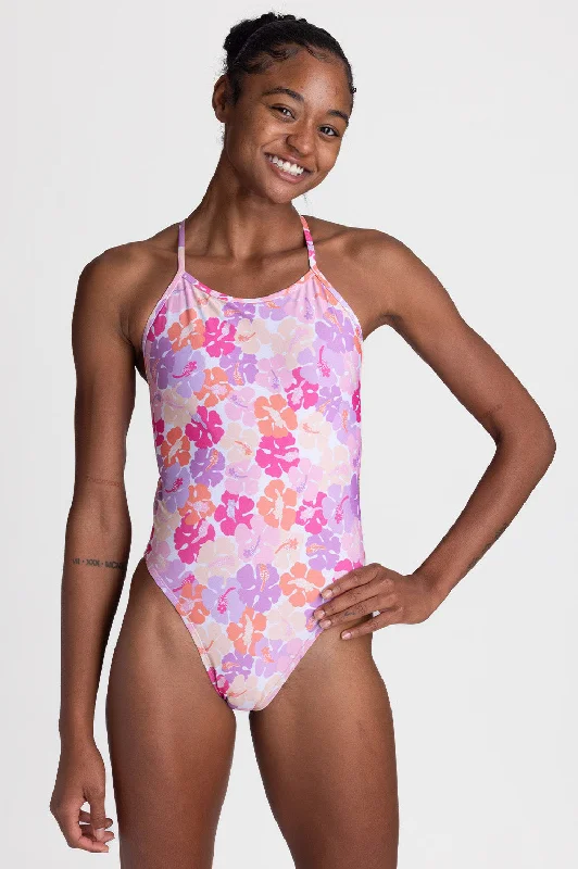 Jackson 4 Swim Onesie - Happy Hibiscus Stylish Swimsuit Set