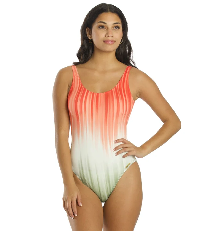 Vince Camuto Women's Dip Dye Scoop Neck One Piece Swimsuit Safari Grn Tie-Back Swimwear Vince Camuto Women's Dip Dye Scoop Neck One Piece Swimsuit Safari Grn Tie-Back Swimwear