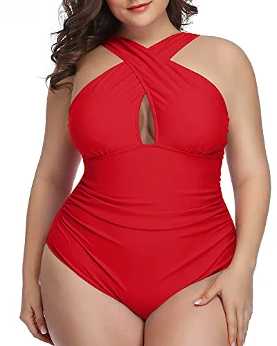 Trendy Tummy Control One Piece Swimsuits For Vacation-Red Chic Bikini Set